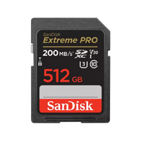 SanDisk Extreme PRO SDXC 512GB 200MB/s R 140MB/s W UHS-I U3 C10 V30 Card