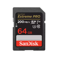 SanDisk Extreme PRO SDXC 64GB 200MB/s R 90MB/s W UHS-I U3 C10 V30 Card