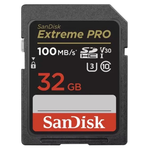 SanDisk Extreme PRO SDHC 32GB 100MB/s R 90MB/s W UHS-I U3 C10 V30 Card